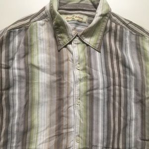 y Bahama Striped Button Down Shirt Medium